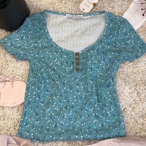 light blue flower shirt